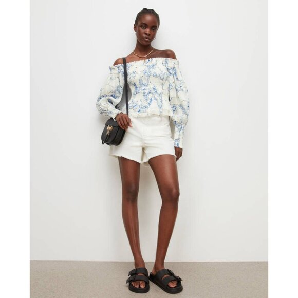 All Saints Blue and White Off-Shoulder Blouse - Picture 12 of 16